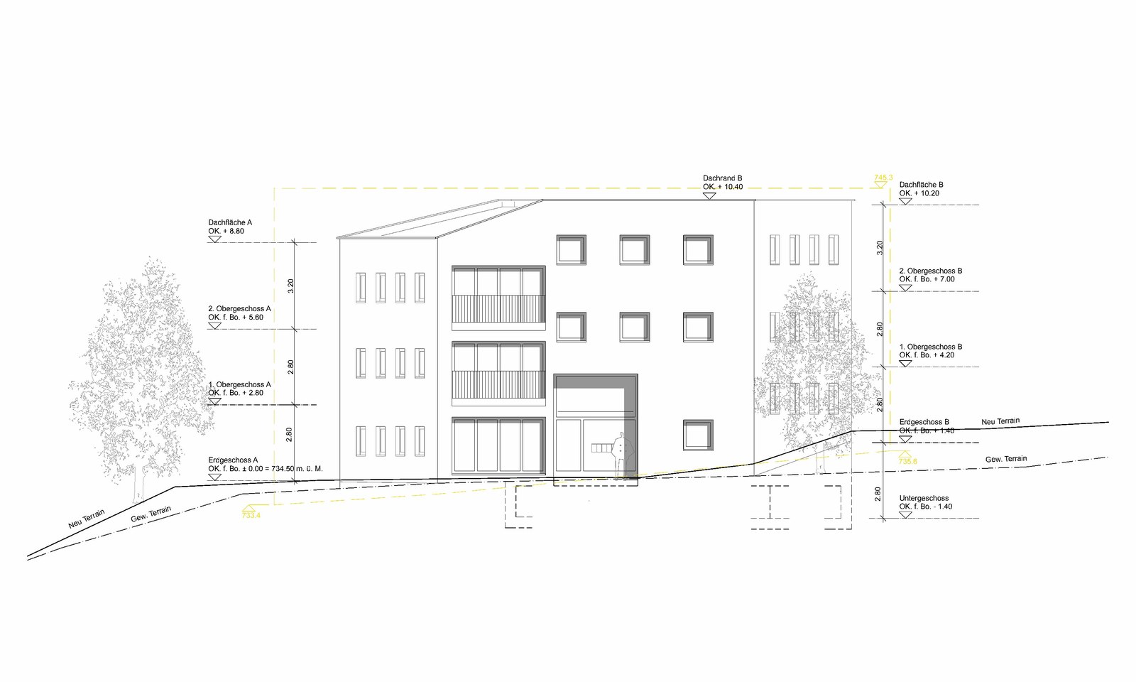 Sagenmattli, Fassade Süd-Ost