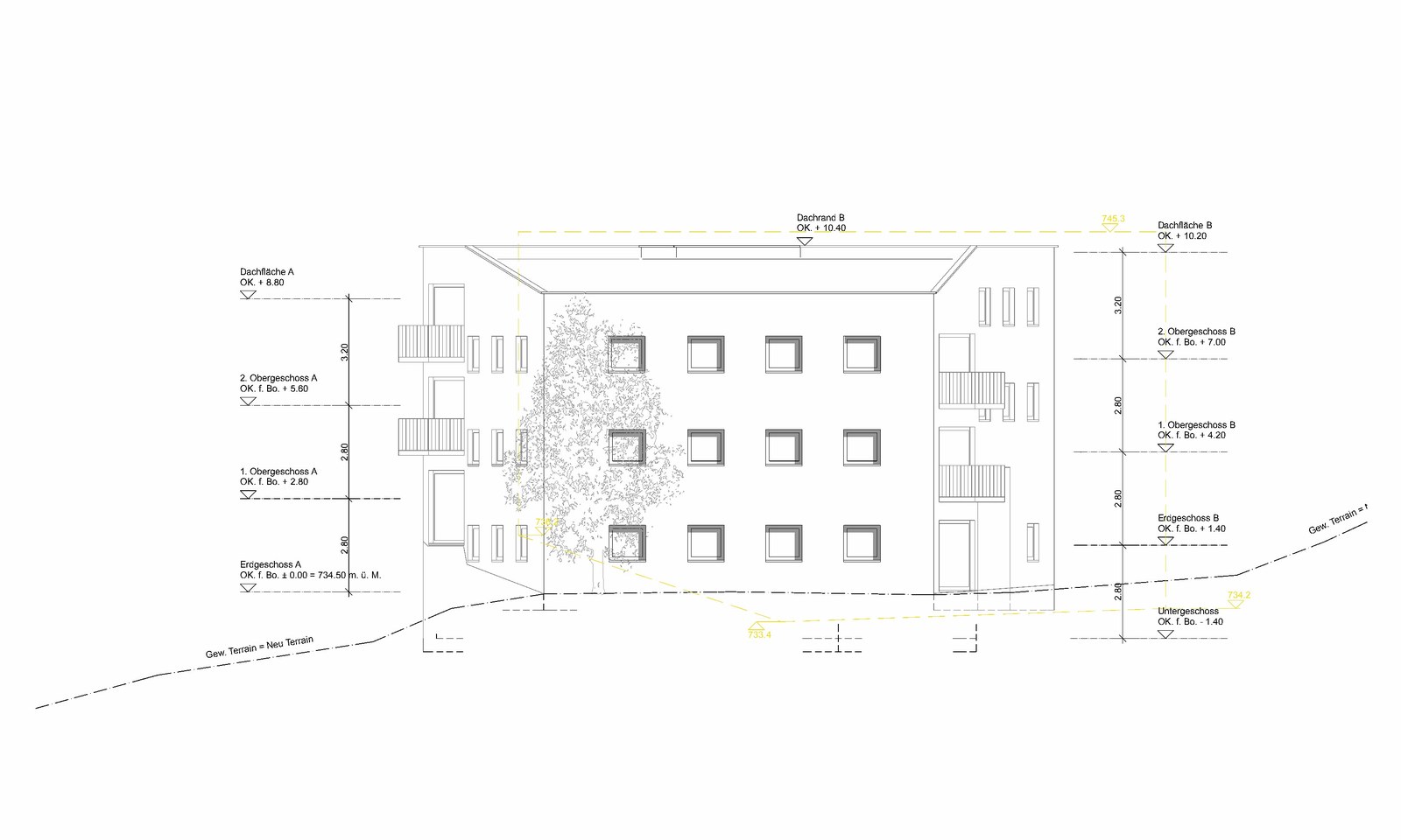 Sagenmattli, Fassade Süd-West